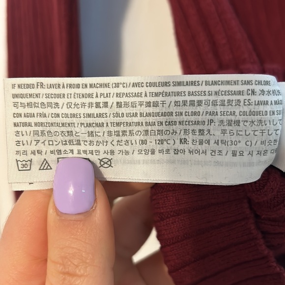 Red Hollister Lace Up Ribbed Long Sleeve Shirt - Picture 8 of 9